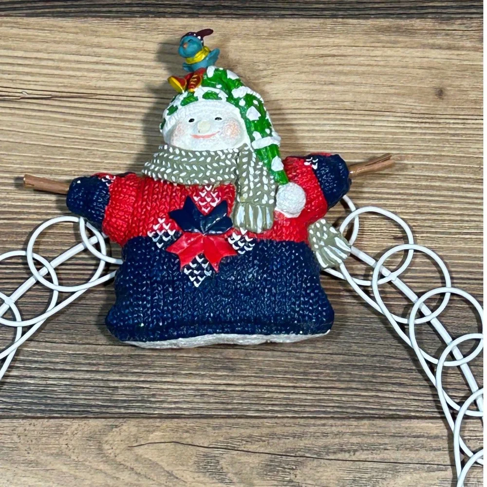 Snowman Wreath Card Holder Hanger 1999 Christmas Decor Metal Rings VTG Silvestri